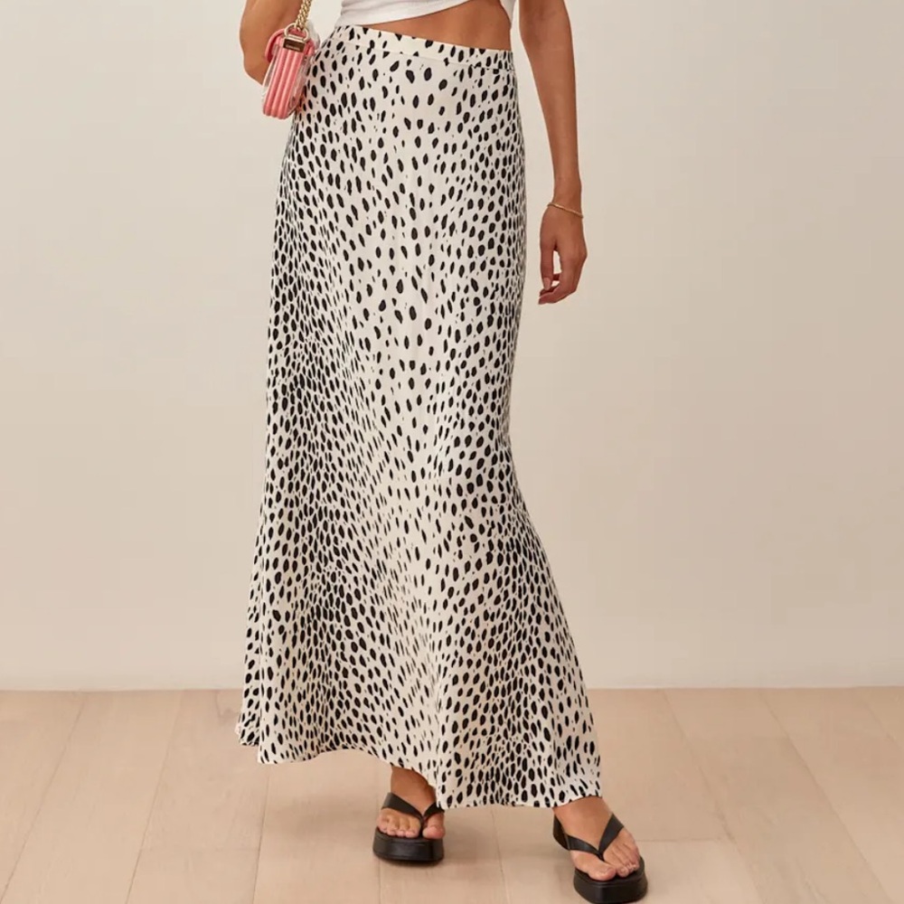 Reformation Black and Cream Cheetah Vista  Skirt NWTs Sz12 Neverworn